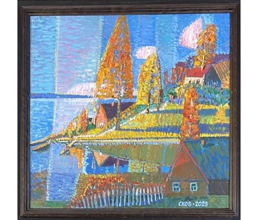 Сковородко О.А "На Лепельском озере", 2023г. Холст, масло. Размер 48х50 см. № 3128 (артикул №3128) - фото №1