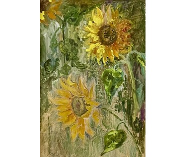 Денисов Г.И. Картина "Подсолнухи". Акварель. 29х48см. Наличие и стоимость уточняйте! (артикул №3145) - фото №2