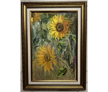 Денисов Г.И. Картина "Подсолнухи". Акварель. 29х48см. Наличие и стоимость уточняйте! (артикул №3145) - фото №1