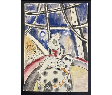 Кищенко А.М "Цирк", акварель. Размер 47,5х49,5 см. № 3164 (артикул №3164) - фото №2