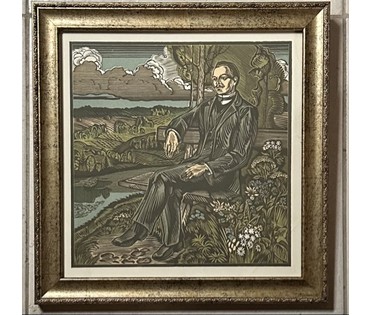 Басалыга М.С. Литография. Я.Купала "Курган". Размер с рамой и паспарту 27,5 х28 см. № 3175 (артикул №3175) - фото №1