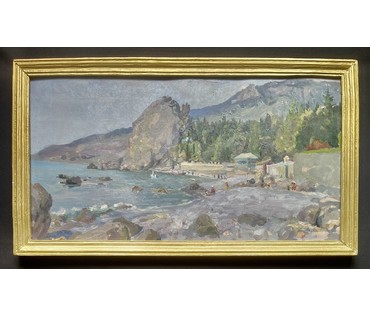 Бржозовский Г.Ф "Гурзуф.Артек". Картон, масло. Размер с родной рамой 42х75 см. № 3199 (артикул №3199) - фото №8