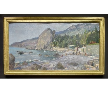 Бржозовский Г.Ф "Гурзуф.Артек". Картон, масло. Размер с родной рамой 42х75 см. № 3199 (артикул №3199) - фото №14