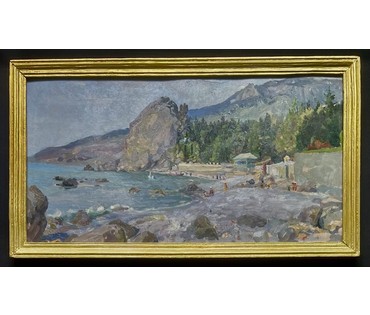 Бржозовский Г.Ф "Гурзуф.Артек". Картон, масло. Размер с родной рамой 42х75 см. № 3199 (артикул №3199) - фото №19