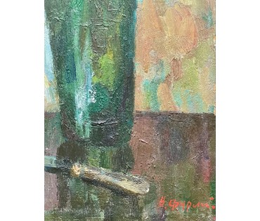 Фурманков Н.А "Розы", 1974г. Лотерейная работа. Картон, масло. Размер 49х50,5 см. № 3219 (артикул №3219) - фото №7