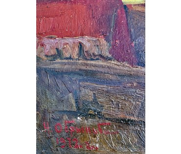 Обрыньба Н.И "В.И Ленин в своём кабинете", 1973г. Картон, масло. Размер 50х70 см. № 3223 (артикул №3223) - фото №4