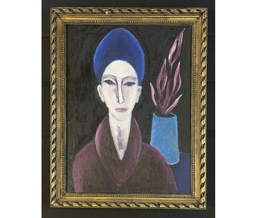 Кищенко А.М. Ранний "Женский портрет с цветком", 1960г. Холст, масло. Размер 80х60 см. № 3229 (артикул №3229) - фото №2