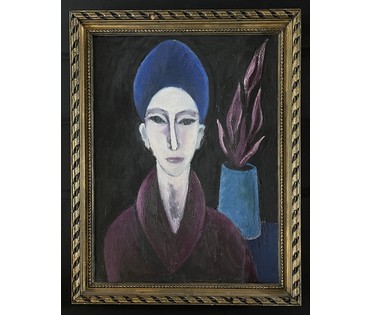 Кищенко А.М. Ранний "Женский портрет с цветком", 1960г. Холст, масло. Размер 80х60 см. № 3229 (артикул №3229) - фото №3