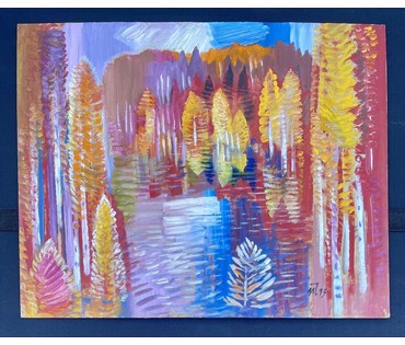 Чепик М.Ф "Осенняя пора", 1993г. ДВП, масло. Размер 40х50 см. № 3233 (артикул №3233) - фото №2