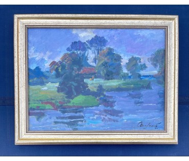 Маслеников П.В "Пейзаж",1964г. Холст, масло. Размер с рамой 46,5х59 см. № 3234 (артикул №3234) - фото №2