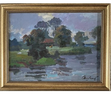 Маслеников П.В "Пейзаж",1964г. Холст, масло. Размер с рамой 46,5х59 см. № 3234 (артикул №3234) - фото №1