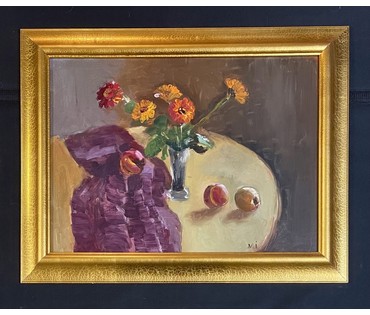 Исаёнок М.И "Кветкі", 1978г. Картон, масло. Размер с рамой 55х71,5 см. № 3236 (артикул №3236) - фото №1