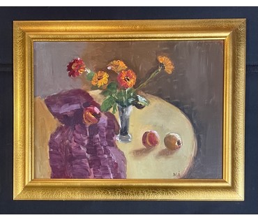 Исаёнок М.И "Кветкі", 1978г. Картон, масло. Размер с рамой 55х71,5 см. № 3236 (артикул №3236) - фото №3