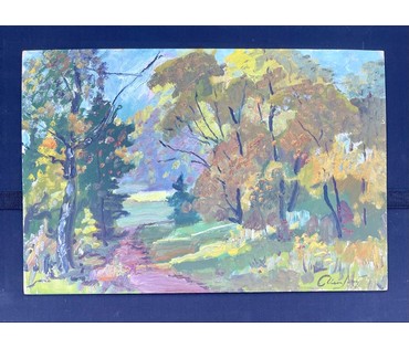 Маслеников П.В "Осенний наряд", 1993г. ДВП, масло. Размер 40х60 см. № 3237 (артикул №3237) - фото №2