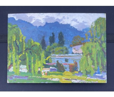 Маслеников П.В "В горах", 1977г. Картон, масло. Размер 24,5х34,5 см. № 3239 (артикул №3239) - фото №2