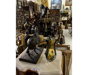 Ваза. Чехия. Автор Karel Zemek (1909-1965) Стекло с элементами бульгазе. Высота 29 см. № 3260 (артикул №3260) - фото №4