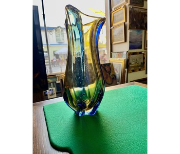 Ваза. Чехия. Автор Karel Zemek (1909-1965) Стекло с элементами бульгазе. Высота 29 см. № 3260 (артикул №3260) - фото №2