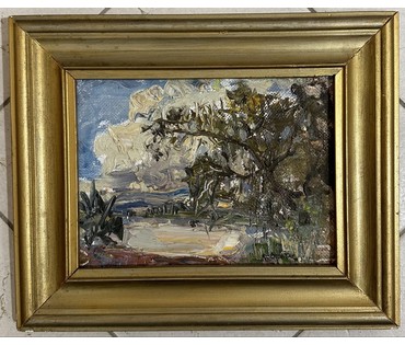 Аракчеев Б.В "Лето в Камне", 1987г. Холст, масло, картон. Размер 16х22см. № 3265 (артикул №3265) - фото №2