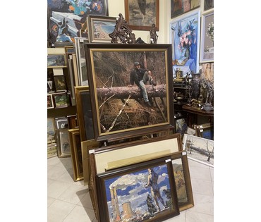 Казаков Б.И "Долина ветров. Иван", 2004г. ДВП. масло. Размер 80х80 см. № 3270 (артикул №3270) - фото №3