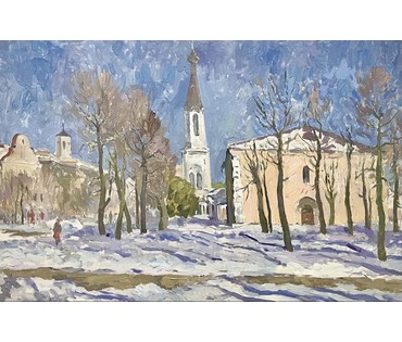 Лихоненко Н.И. Городской пейзаж. ДВП, масло. Размер 78х54см. № 3278 (артикул №3278) - фото №2