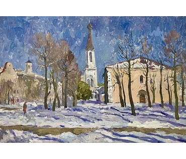 Лихоненко Н.И. Городской пейзаж. ДВП, масло. Размер 78х54см. № 3278 (артикул №3278) - фото №3