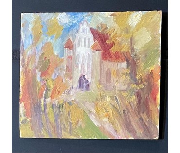 Матиевич О.Н. Пейзаж, картон, масло. Размер 35х39 см. № 3282 (артикул №3282) - фото №3