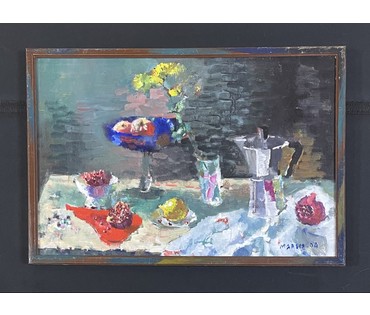 Исаёнок М.И "Нацюрморт з кафейнікам", 2004г. Холст, масло. Размер 40х60 см. № 3285 (артикул №3285) - фото №1