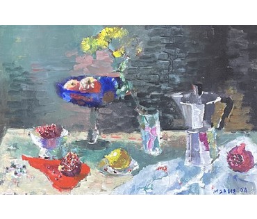 Исаёнок М.И "Нацюрморт з кафейнікам", 2004г. Холст, масло. Размер 40х60 см. № 3285 (артикул №3285) - фото №2