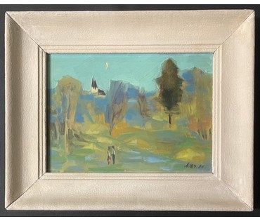 Щемелёв Л.Д "Вясна ў Раўбічах", 1990г. Размер в раме 38,5х47,5 см., без 25х35 см. № 3286 (артикул №3286) - фото №5