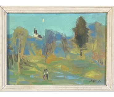 Щемелёв Л.Д "Вясна ў Раўбічах", 1990г. Размер в раме 38,5х47,5 см., без 25х35 см. № 3286 (артикул №3286) - фото №8