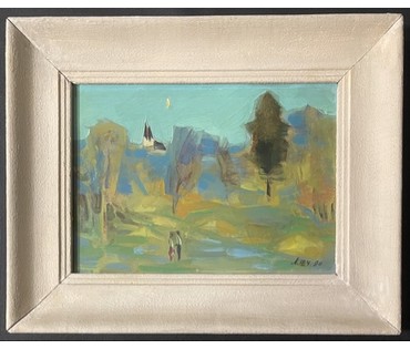 Щемелёв Л.Д "Вясна ў Раўбічах", 1990г. Размер в раме 38,5х47,5 см., без 25х35 см. № 3286 (артикул №3286) - фото №1