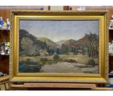 Кроль А.И "У озера.Хоста", 1948г. Холст, масло. Размер 48х70 см. № 3298 (артикул №3298) - фото №2