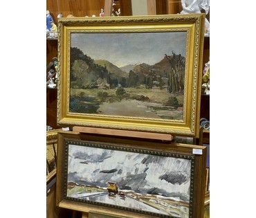 Кроль А.И "У озера.Хоста", 1948г. Холст, масло. Размер 48х70 см. № 3298 (артикул №3298) - фото №4