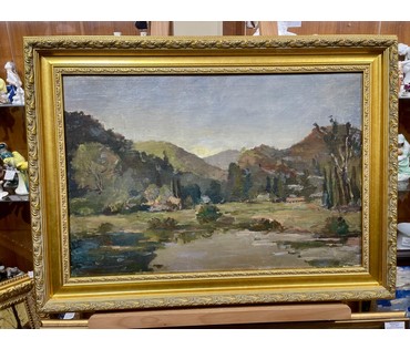 Кроль А.И "У озера.Хоста", 1948г. Холст, масло. Размер 48х70 см. № 3298 (артикул №3298) - фото №3