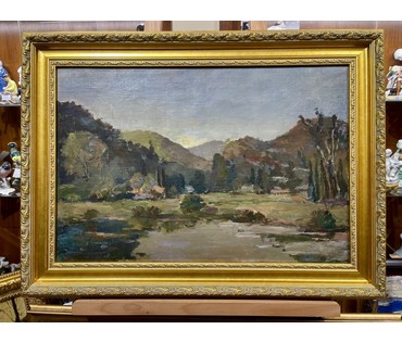 Кроль А.И "У озера.Хоста", 1948г. Холст, масло. Размер 48х70 см. № 3298 (артикул №3298) - фото №1