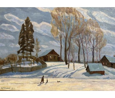 Фетисов И.Я "Лунный вечер", 1993г. Холст на картоне, масло. Размер 48х66,5 см. № 3306 (артикул №3306) - фото №2