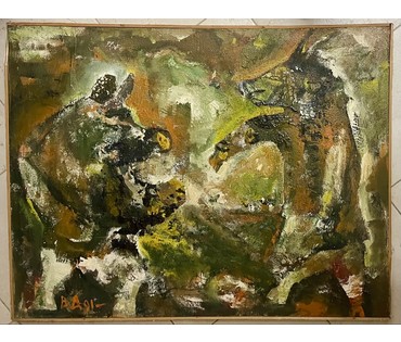 Акулов В.И "Псевдоанималистический сюжет", 1991г.Холст, масло. Размер 70х90 см. № 3318 (артикул №3318) - фото №2