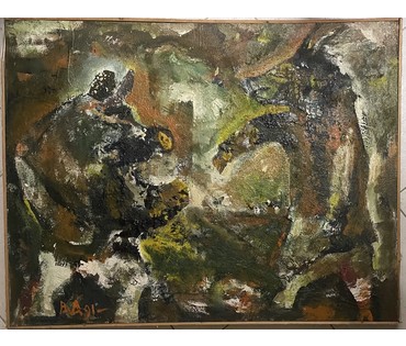 Акулов В.И "Псевдоанималистический сюжет", 1991г.Холст, масло. Размер 70х90 см. № 3318 (артикул №3318) - фото №1