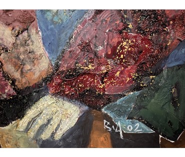 Акулов В.И "Любовная тайна", 2002г. Оргалит, масло. Размер 90х70 см.. № 3319 (артикул №3319) - фото №3