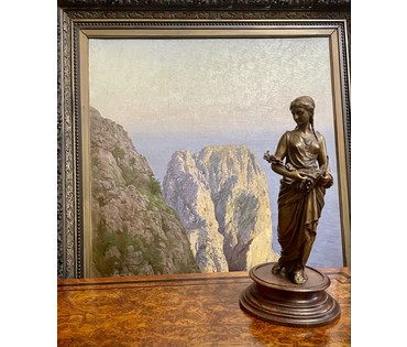 Скульптура "Осень", 19 век. Европа. Бронза, основание дерево орех. Высота 41 см. № 3327 (артикул №3327) - фото №2