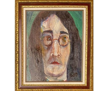 Акулов В.И "Джон Леннон", 1989г. Картон, масло. Размер 57,5х67,5 см. № 3437 (артикул №3437) - фото №2