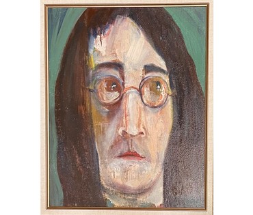 Акулов В.И "Джон Леннон", 1989г. Картон, масло. Размер 57,5х67,5 см. № 3437 (артикул №3437) - фото №3