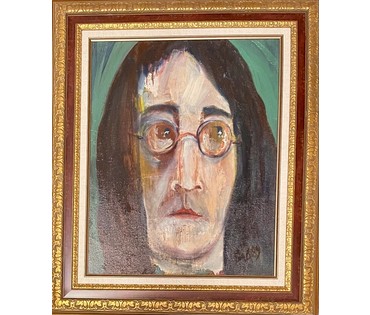Акулов В.И "Джон Леннон", 1989г. Картон, масло. Размер 57,5х67,5 см. № 3437 (артикул №3437) - фото №1