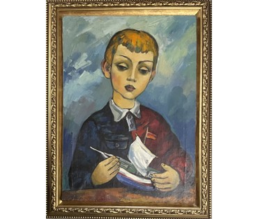 Рогалевич М.В "Хлопчык з караблікам", 1967г. Холст, масло.Размер 65х46 см. с рамой 80х61 см. № 3441 (артикул №3441) - фото №4
