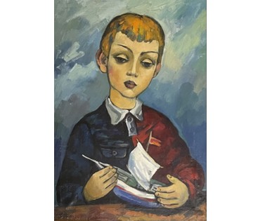 Рогалевич М.В "Хлопчык з караблікам", 1967г. Холст, масло.Размер 65х46 см. с рамой 80х61 см. № 3441 (артикул №3441) - фото №2