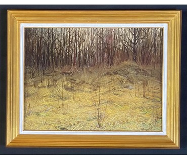 Шкарубо В.Ф "Сумерки", 1995г. Картон, масло. Размер 30х40 см. с рамой 52х42 см. № 3447 (артикул №3447) - фото №6