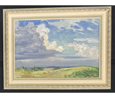 Громыко В.А "Облака", 1983г. Картон, масло. Размер 49х35 см. № 3452 (артикул №3452) - фото №1