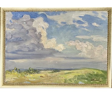 Громыко В.А "Облака", 1983г. Картон, масло. Размер 49х35 см. № 3452 (артикул №3452) - фото №2