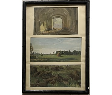 Бржозовский Г.Ф "Этюды", 1960г. Картон, масло. Размер 43х60 см. № 3466 (артикул №3466) - фото №1