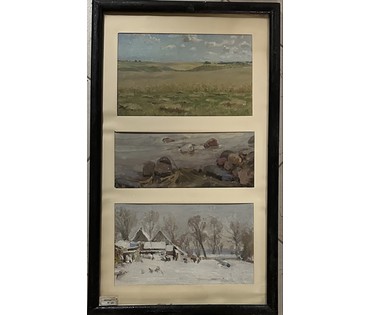 Бржозовский Г.Ф .Этюды "Волковичи.Берег озера Свитязь.Нарочь" .Картон, масло. Размер 62,5х37,5 см. № 3470 (артикул №3470) - фото №1